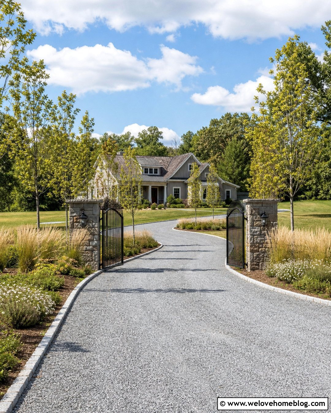Curved Iron Gate Driveway Entrance With Trees - 20 iron gates entrance driveways ideas
