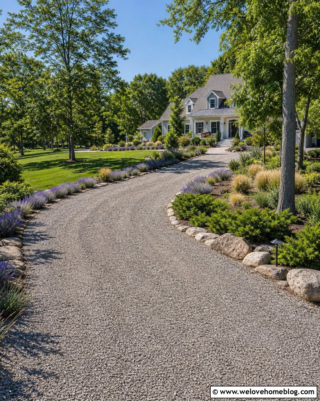 Curved Lavender Driveway Landscaping - 25 Lavender Driveway Ideas