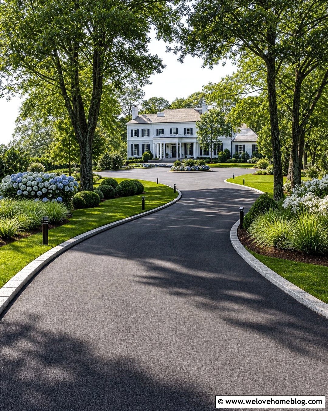 Curved Mansion Driveway With Tree Lined Entrance - 20 Big Mansion Driveway Ideas