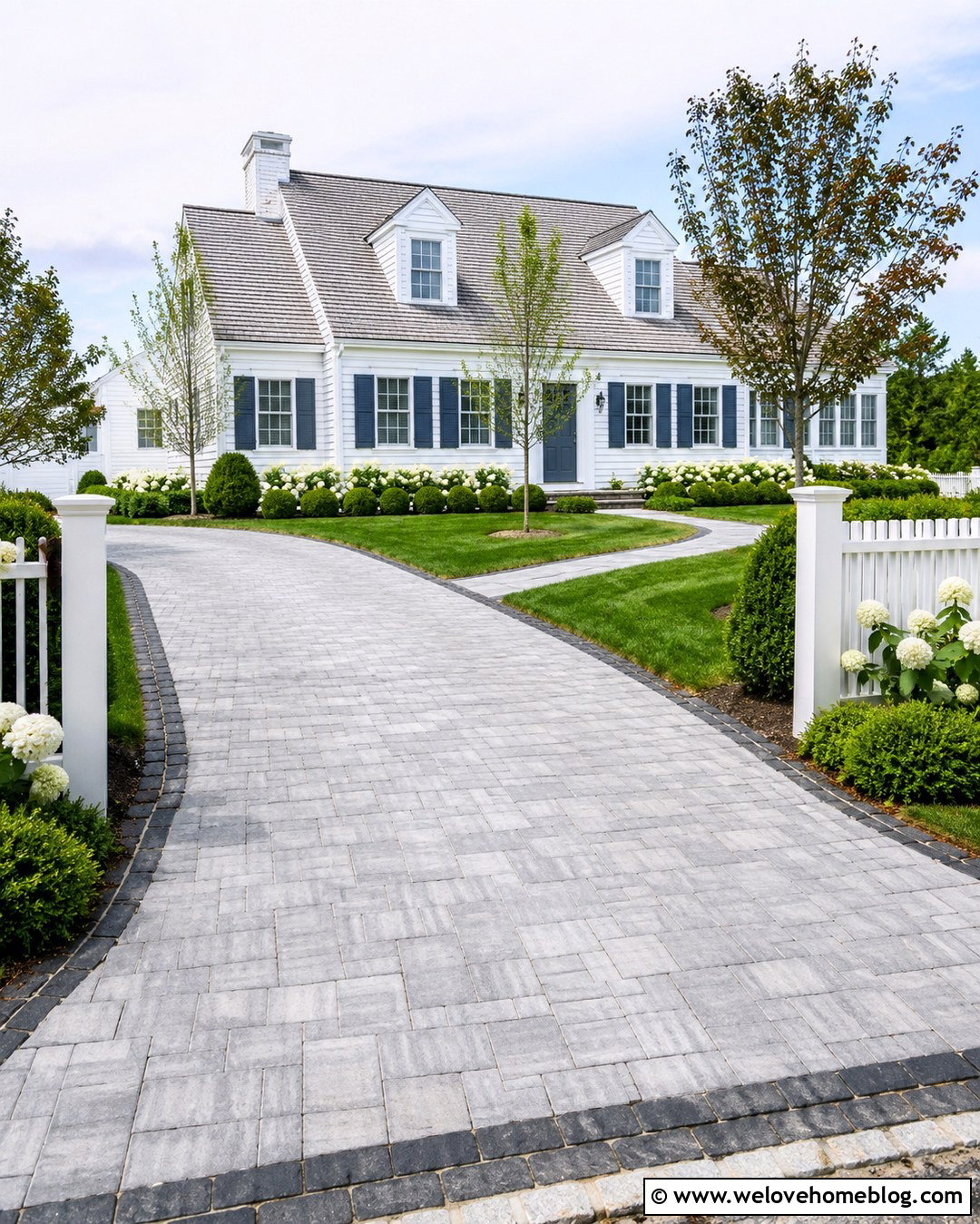 Curved Paved Driveway With Cape Cod House - 20 Paved Driveway With House Ideas