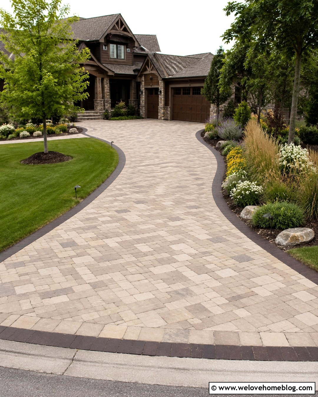Curved Paver Driveway - 20 Paver Driveway Ideas