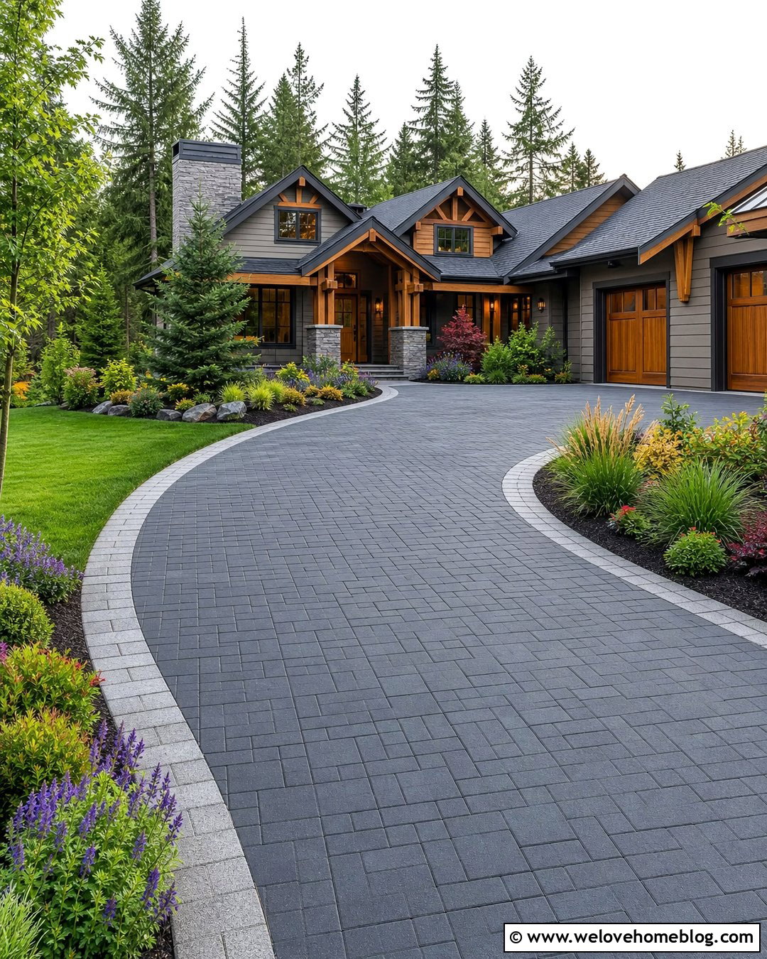 Curved Paver Driveway Entrance - 25 Home Driveway Entrance Ideas