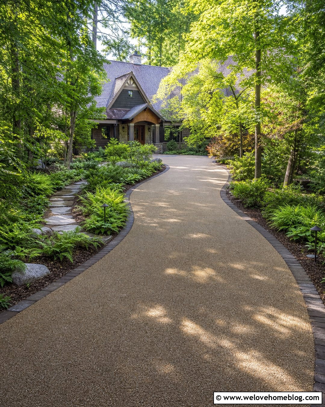 Curved Paver Edging for a Winding Driveway - 20 Driveway Paver Edging Ideas
