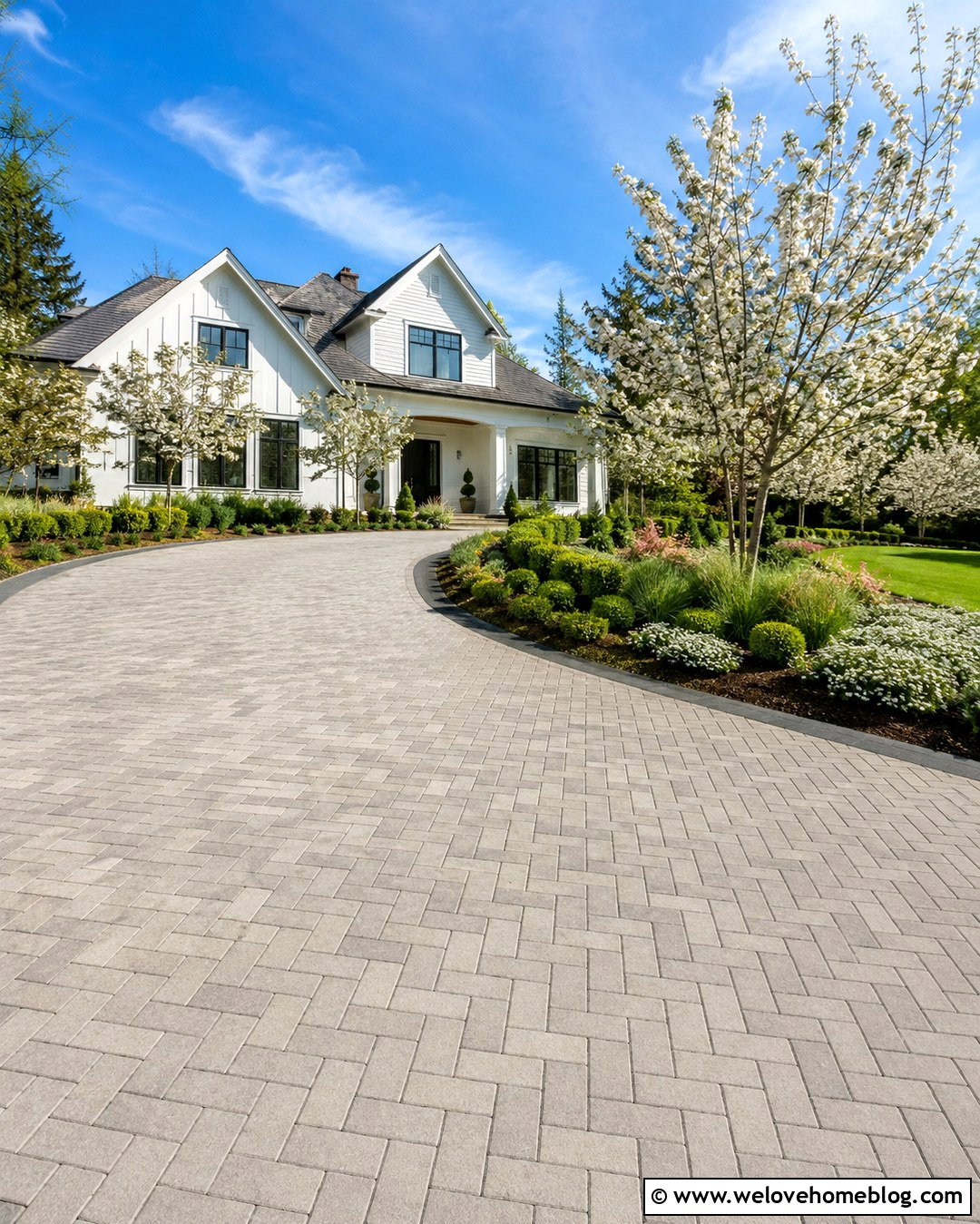 Curved Paver Sloped Driveway - 20 slope driveway landscaping ideas