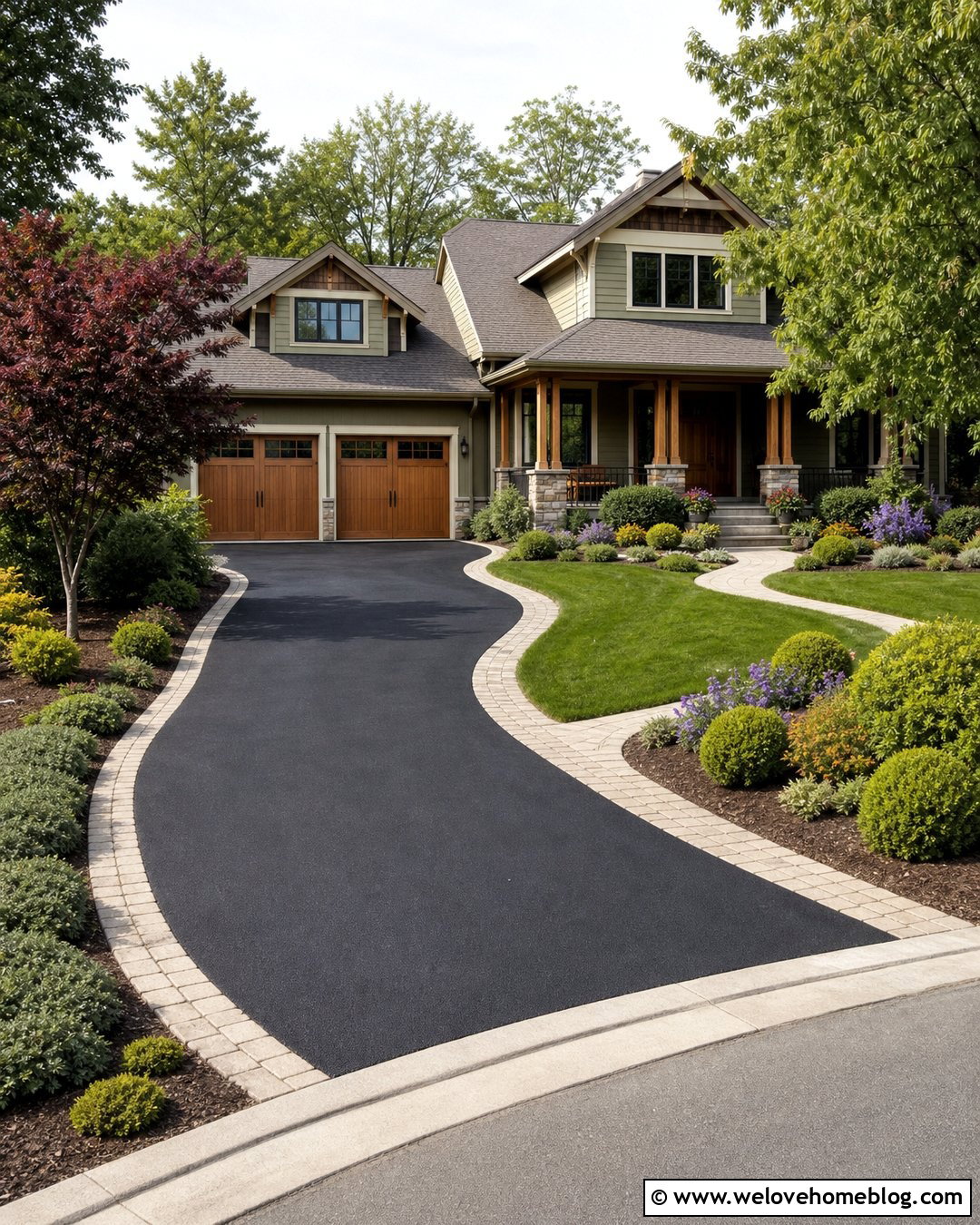 Curved Pavers Around Driveway Planting Beds - 20 Pavers Around Driveway Ideas