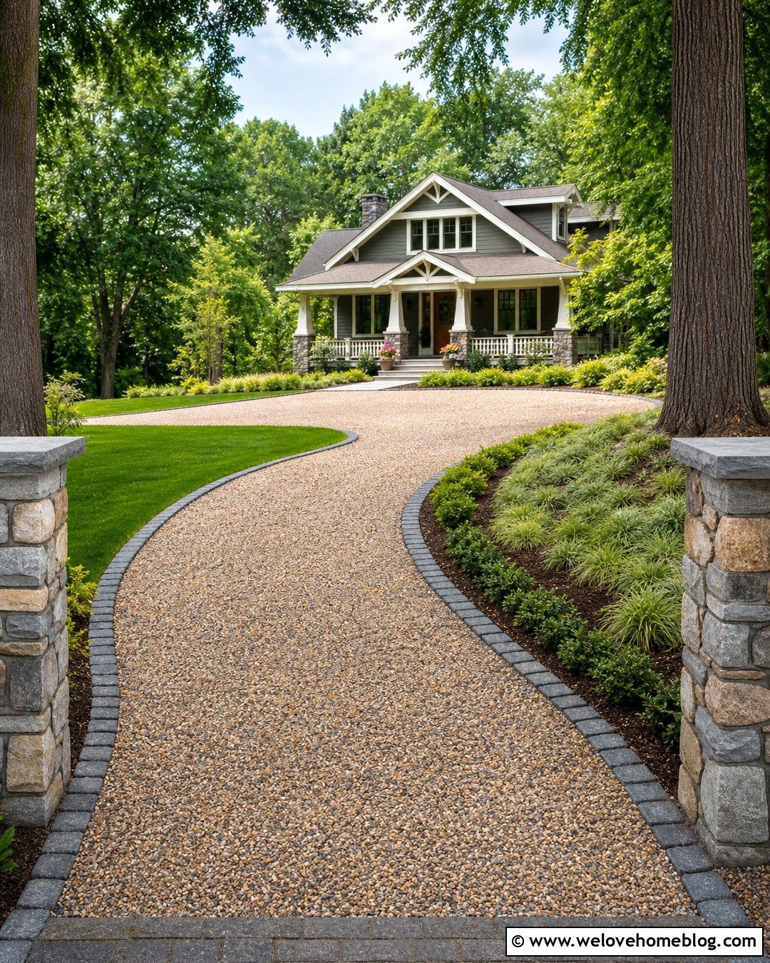Curved Pea Gravel Driveway - 35 Pea Gravel Driveway Ideas