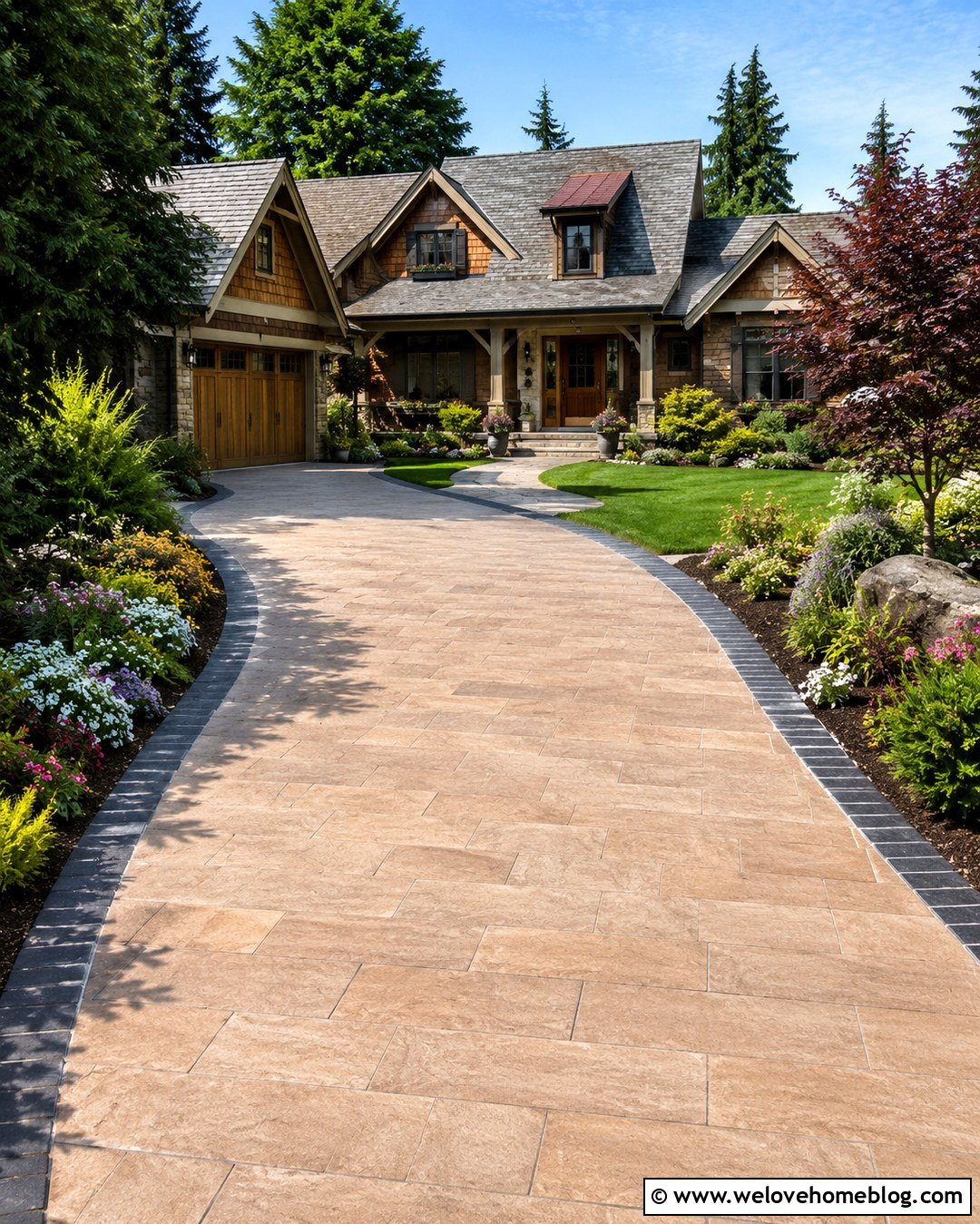 Curved Porcelain Tile Driveway - 20 Tile Driveway Ideas
