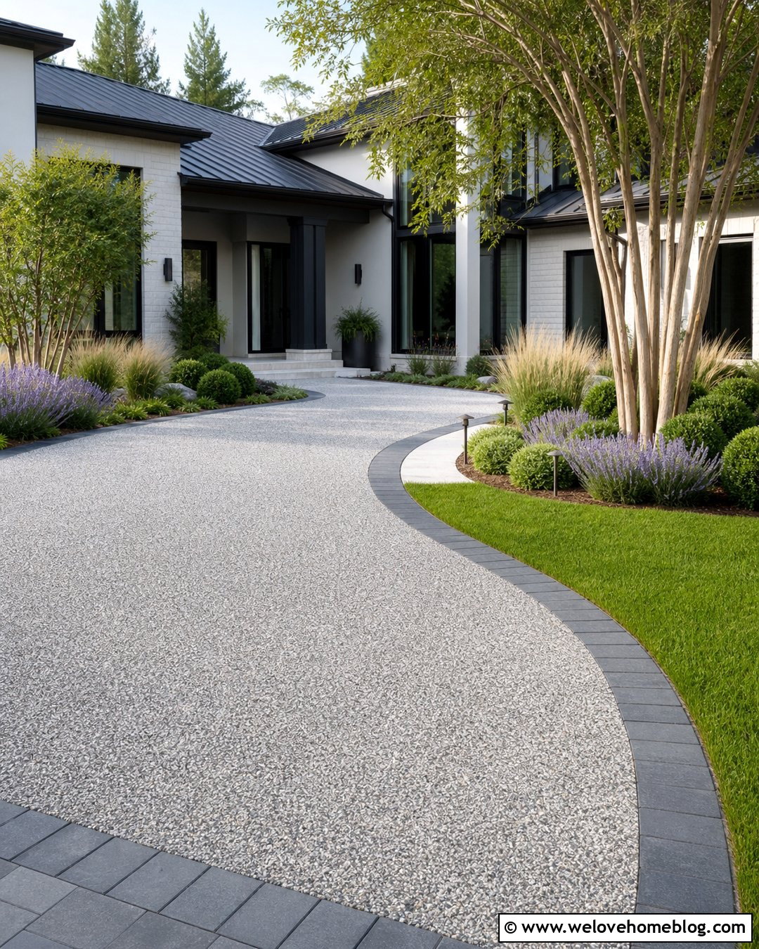 Curved Resin Bound Gravel Driveway - 35 Curved Driveway Ideas
