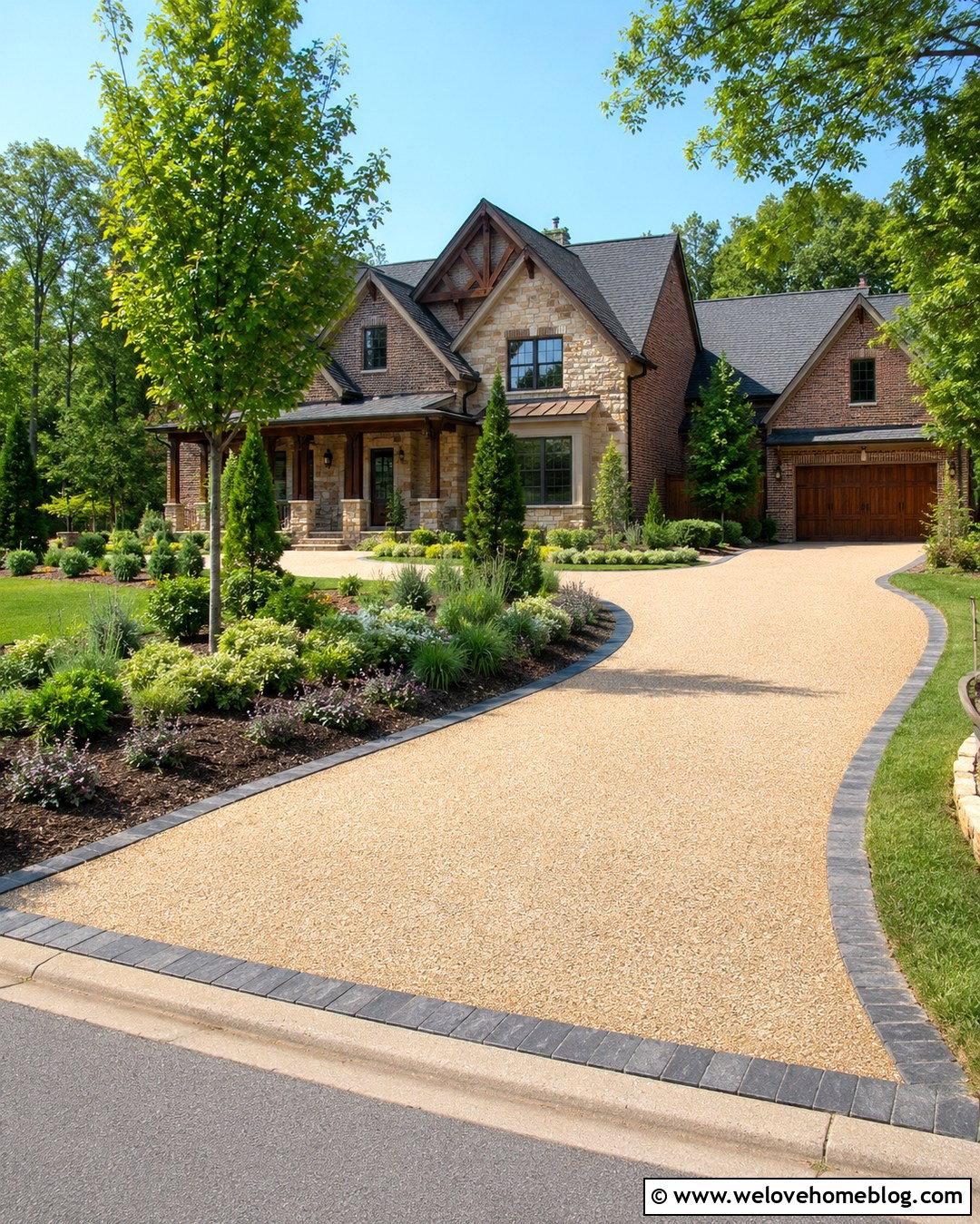 Curved Resin Gravel Driveway With Granite Setts - 20 Resin Gravel Driveway Ideas
