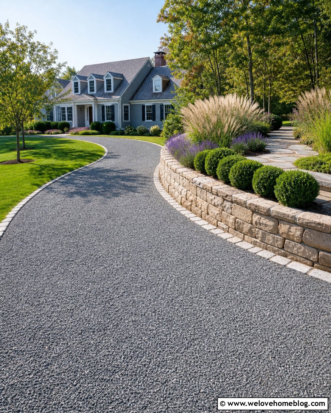 Curved Retaining Wall By Gravel Driveway - 20 retaining wall by driveway ideas
