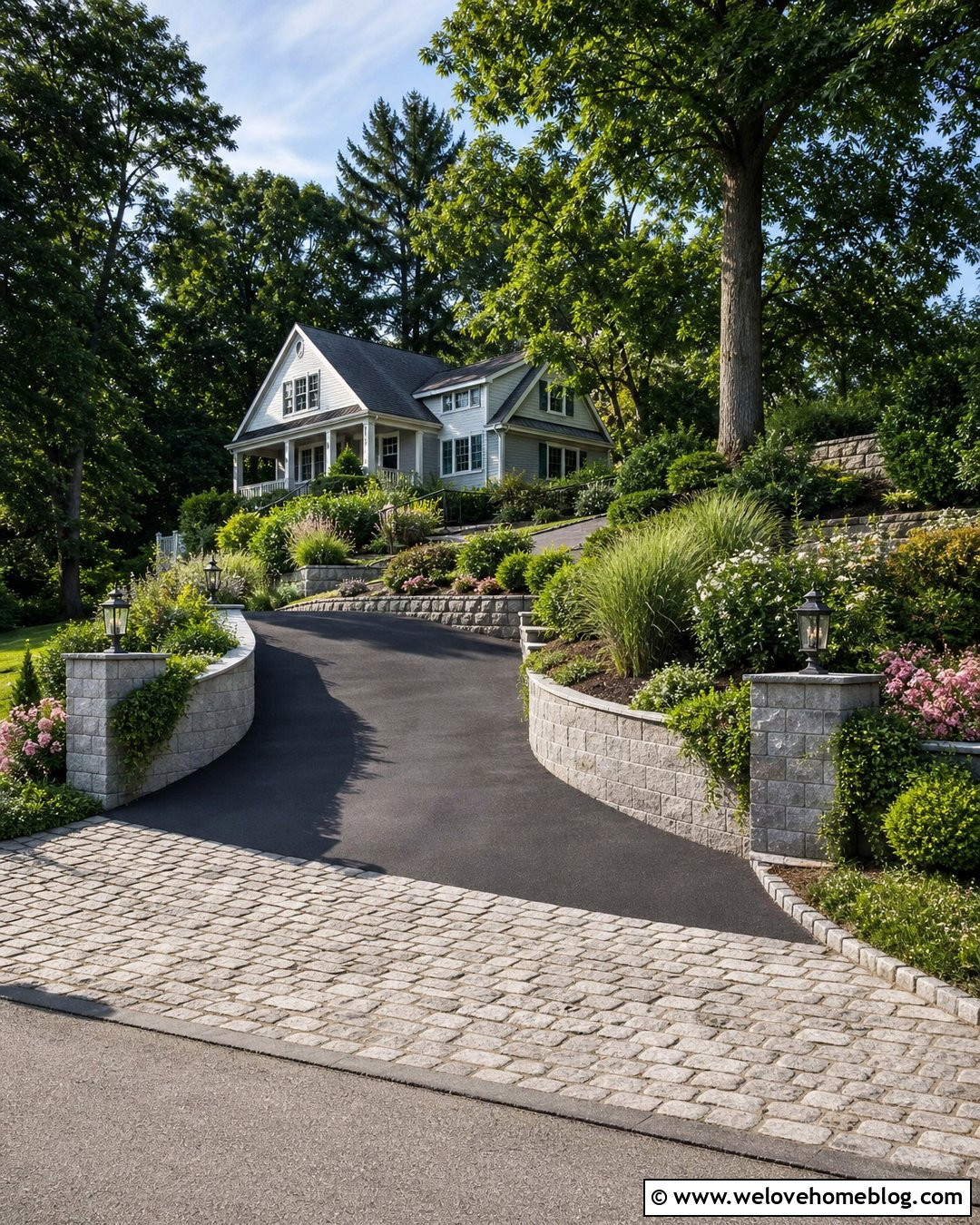 Curved Retaining Wall Driveway Entrance - 35 End Of Driveway Entrance Ideas