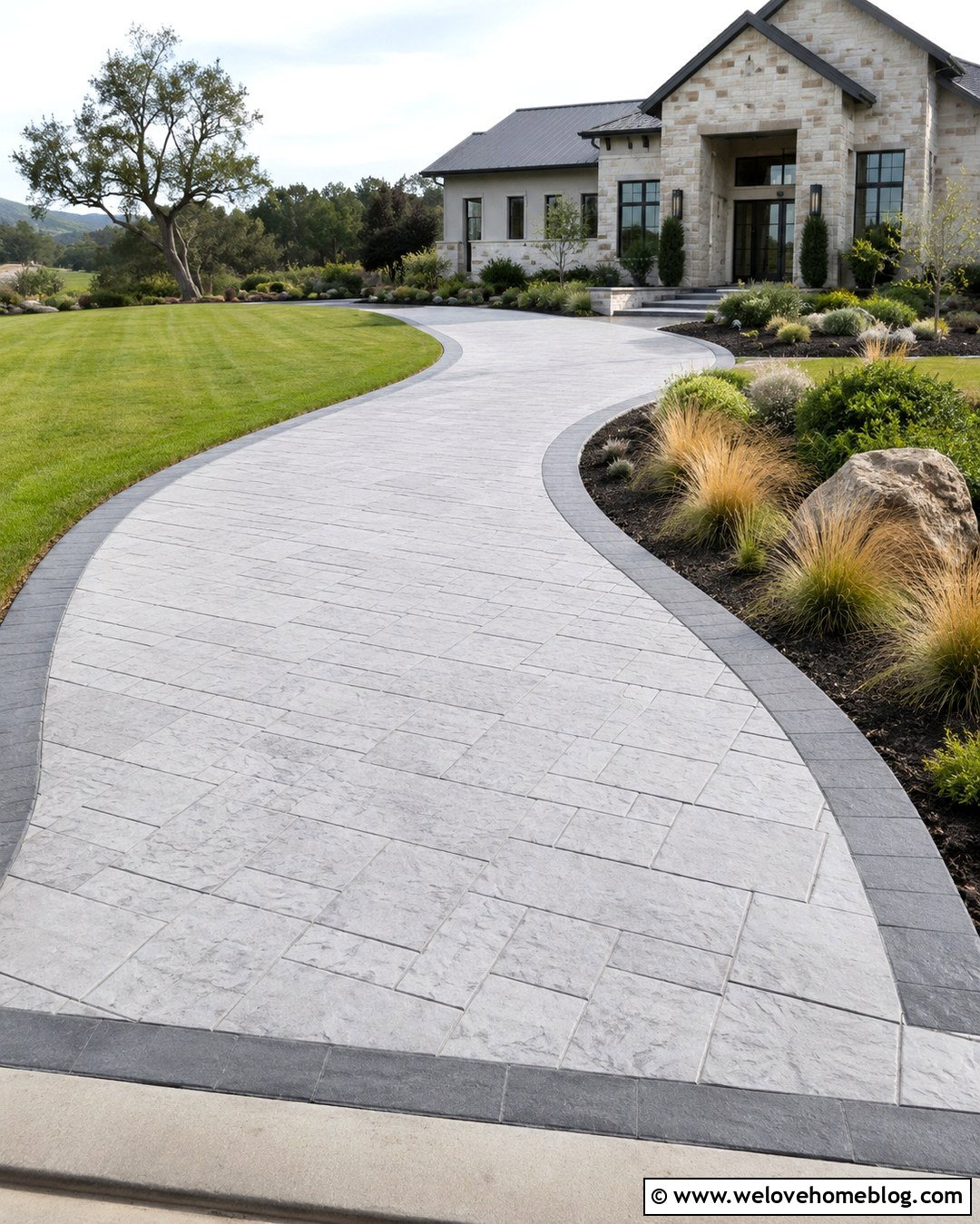 Curved Stamped Concrete Driveway - 20 modern stamped concrete driveway ideas