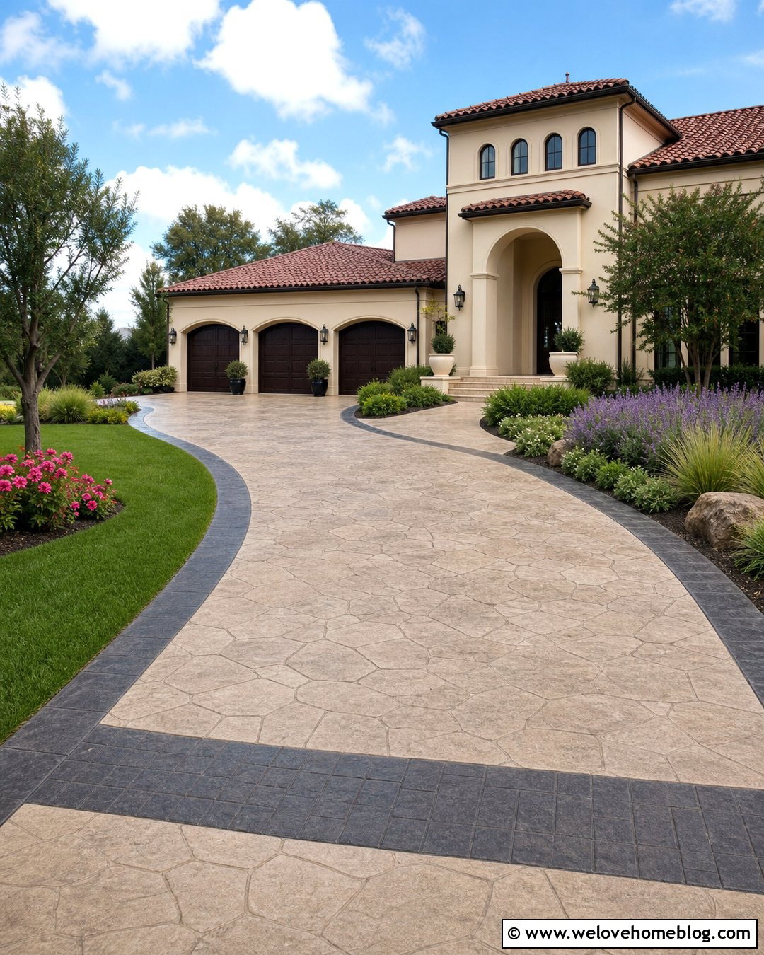 Curved Stamped Concrete Driveway - 35 Curved Driveway Ideas