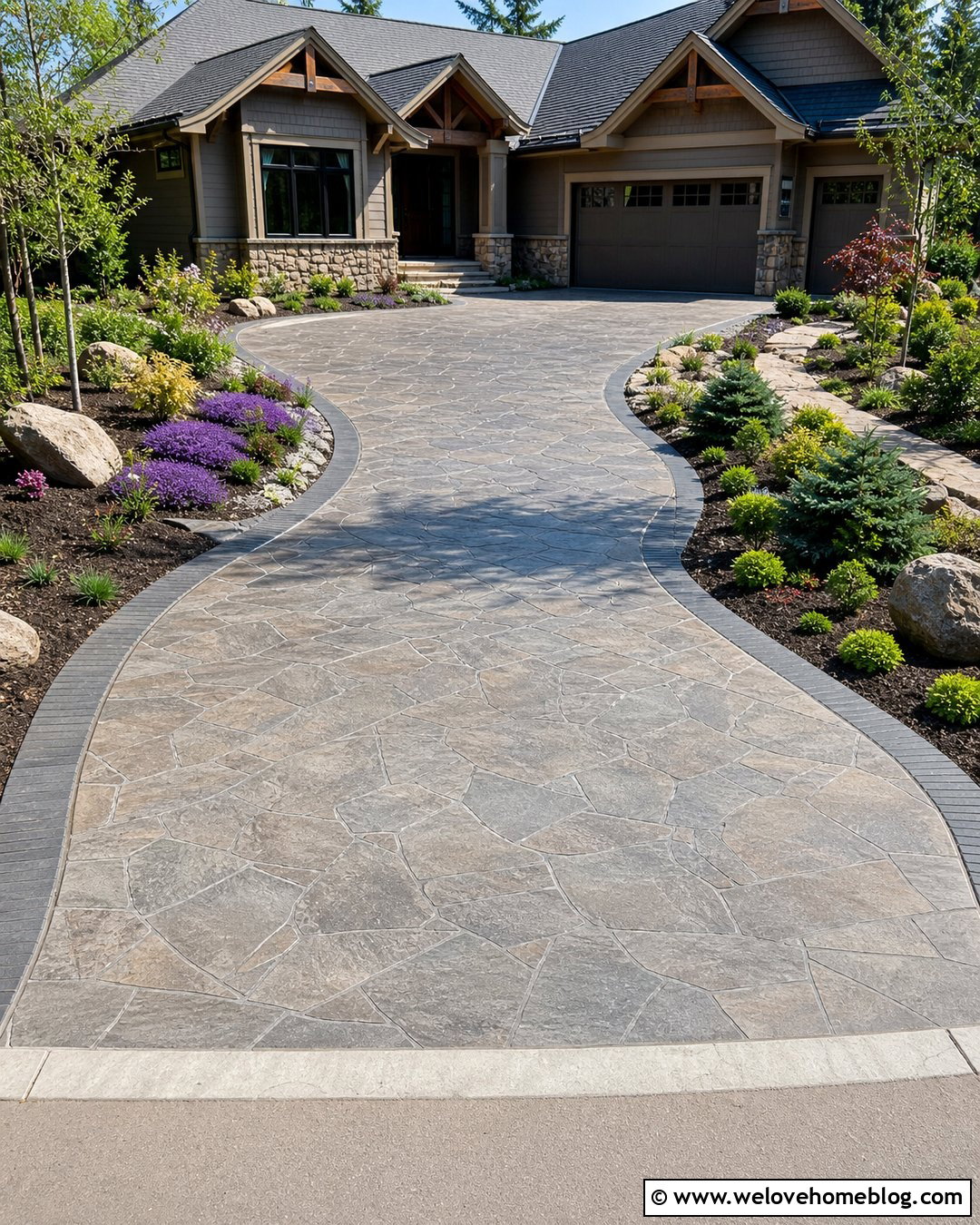 Curved Stamped Concrete Driveway - 20 curved concrete driveway ideas