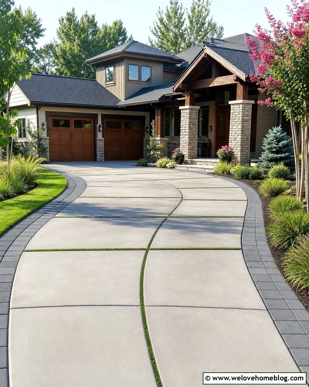 Curved Turf And Concrete Driveway - 20 Turf And Concrete Driveway Ideas
