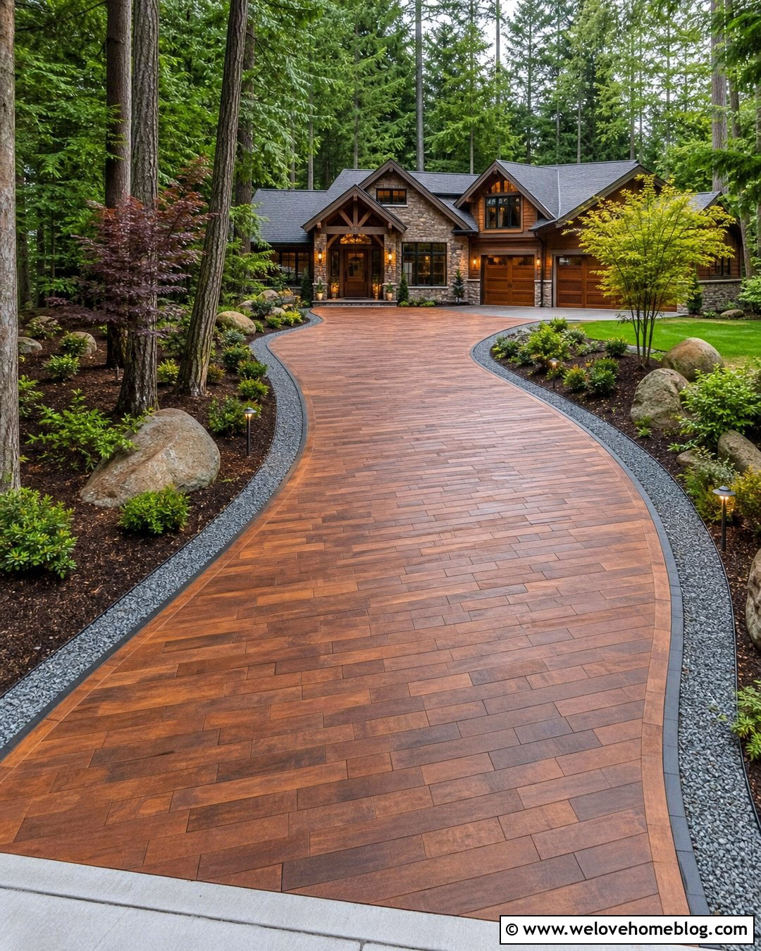 Curved Wood Driveway - 25 Wood Driveway Ideas