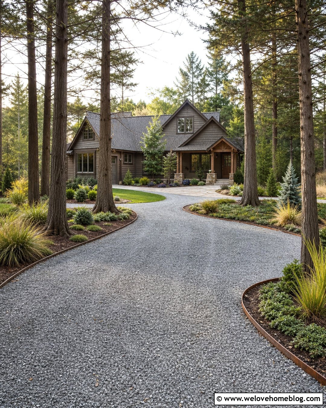 Cypress Tree Curved Gravel Driveway - 20 Cypress Tree Driveway Ideas