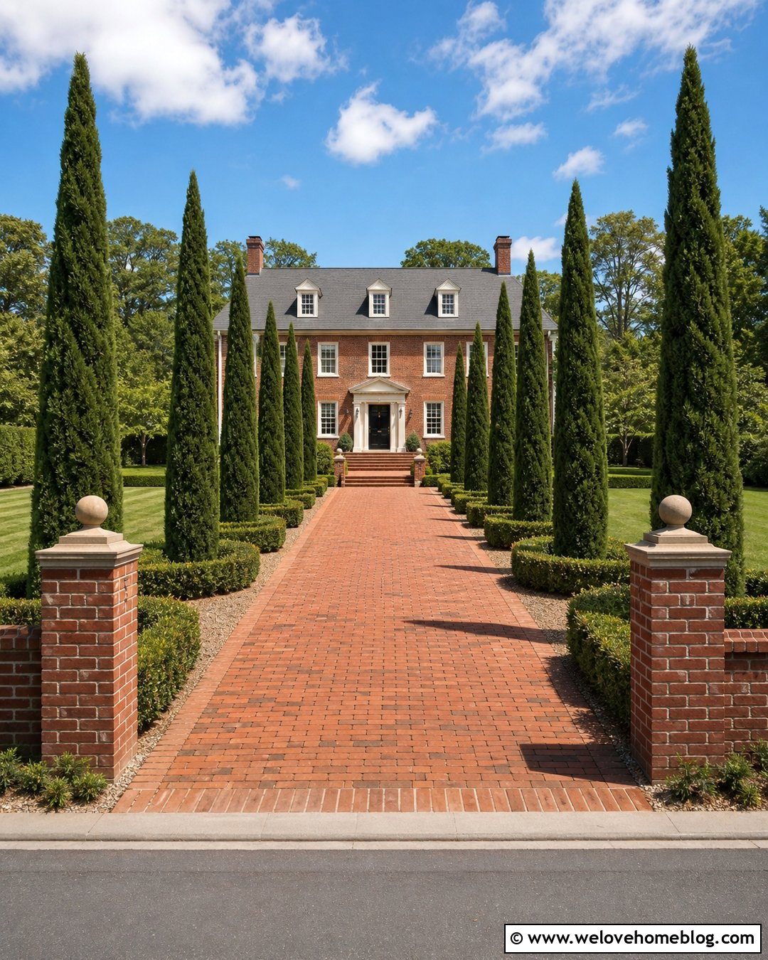 Cypress Tree Driveway With Boxwood Hedges - 20 Cypress Tree Driveway Ideas