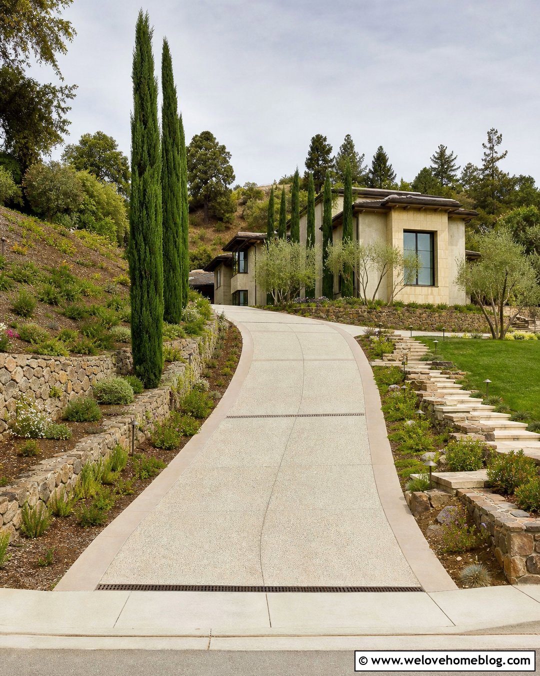 Cypress Tree Sloped Driveway - 20 Cypress Tree Driveway Ideas