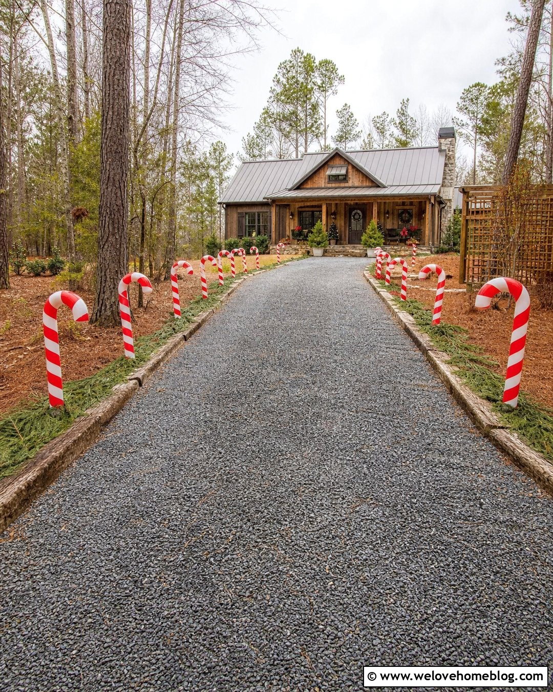 DIY PVC Candy Cane Driveway Markers - 20 Candy Cane Lined Driveway Ideas