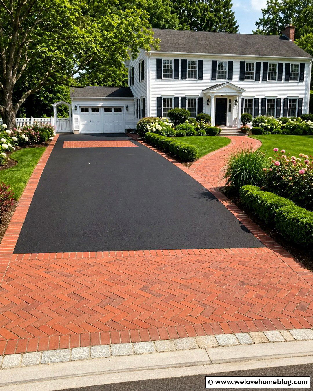 Dark Driveway With Red Brick Apron - 20 dark driveway ideas