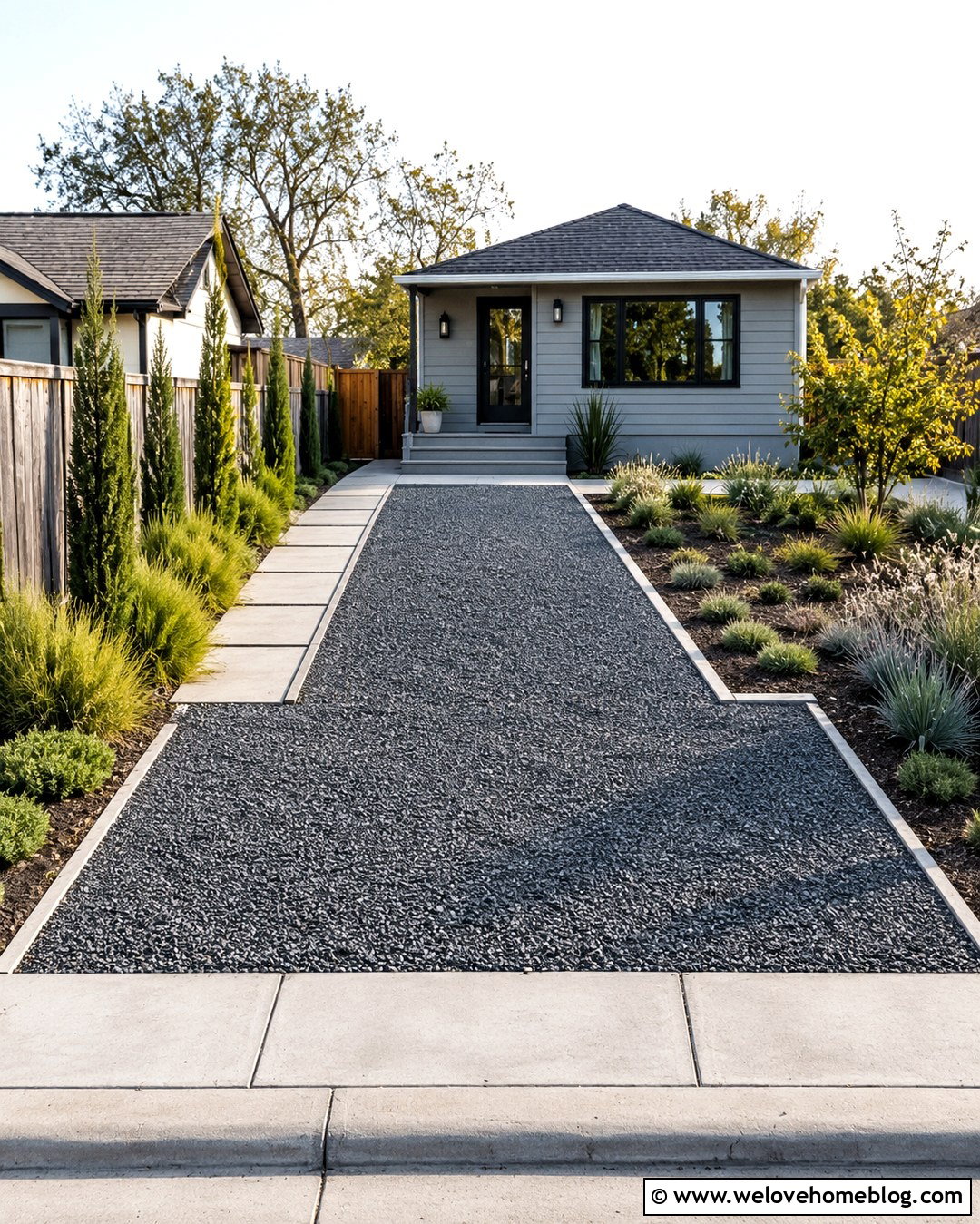 Dark Gravel Driveway For Small Front Yard - 20 Dark Gravel Driveway Ideas