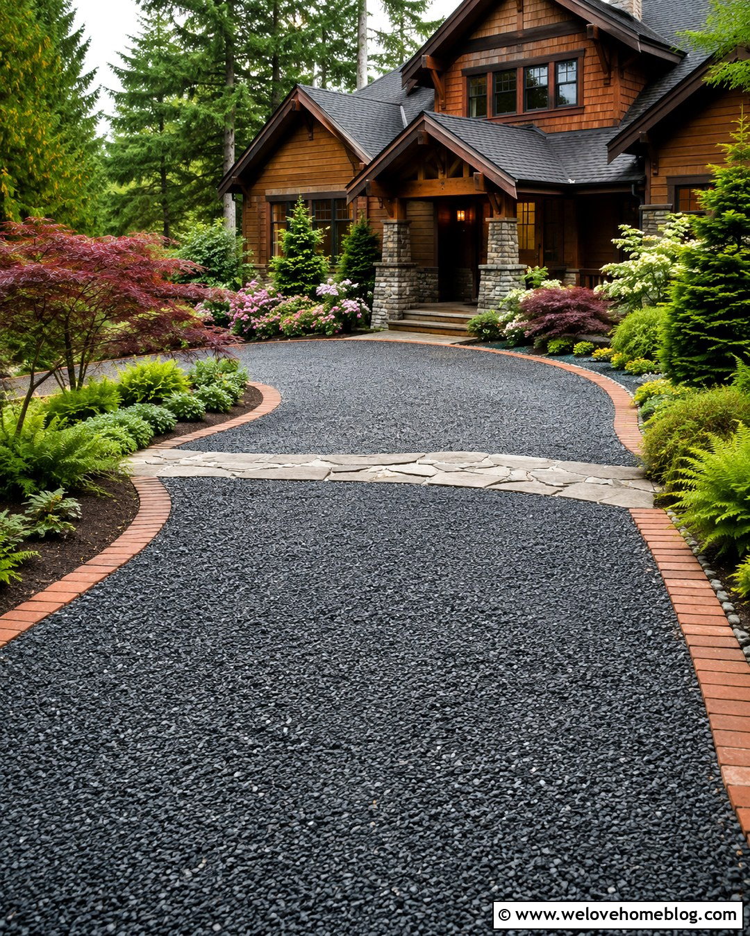 Dark Gravel Driveway With Craftsman Landscaping - 20 long gravel driveway landscaping ideas