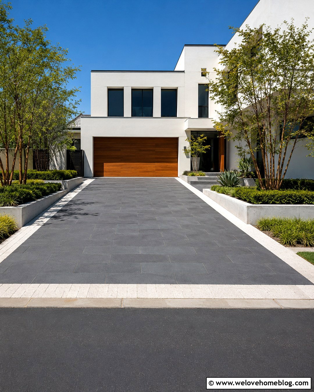 Dark Grey Porcelain Paver Driveway - 20 Dark Grey Driveway Ideas