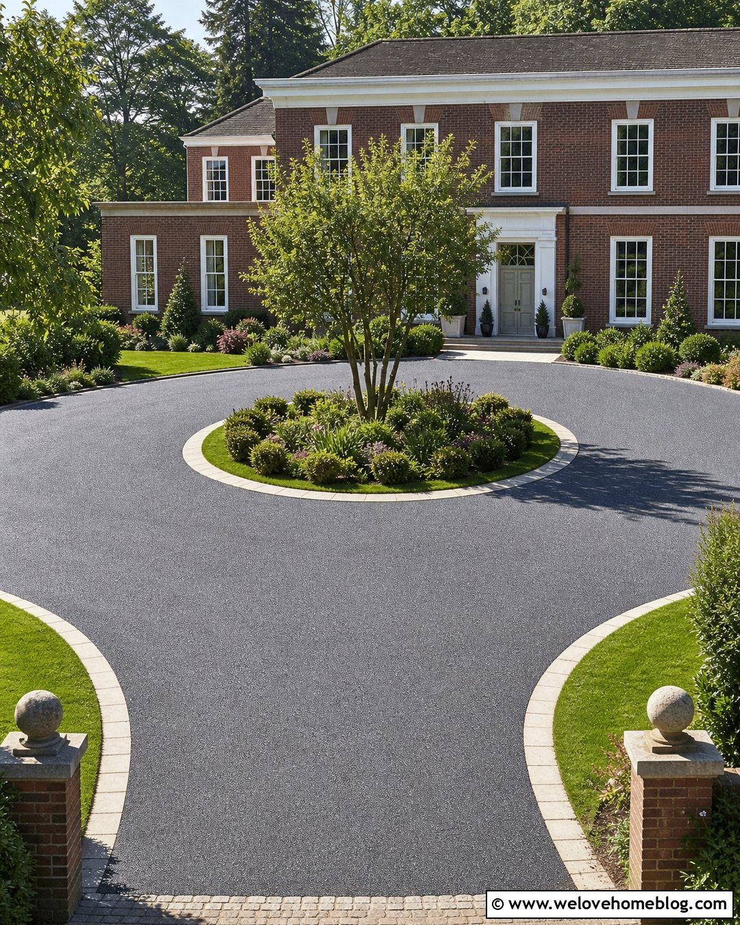 Dark Grey Resin Circular Driveway - 20 Grey Resin Driveway Ideas