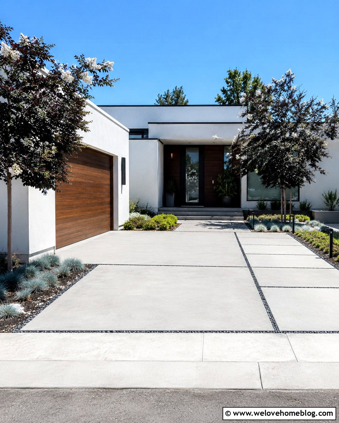 Dark Leaf Crepe Myrtle Modern Driveway - 20 crepe myrtle lined driveway ideas