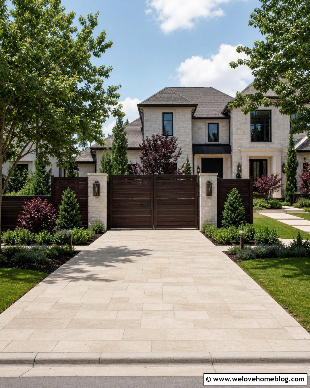 Dark Stained Wood Bi Fold Driveway Gate - 20 Wood Bi-Fold Driveway Gate Ideas
