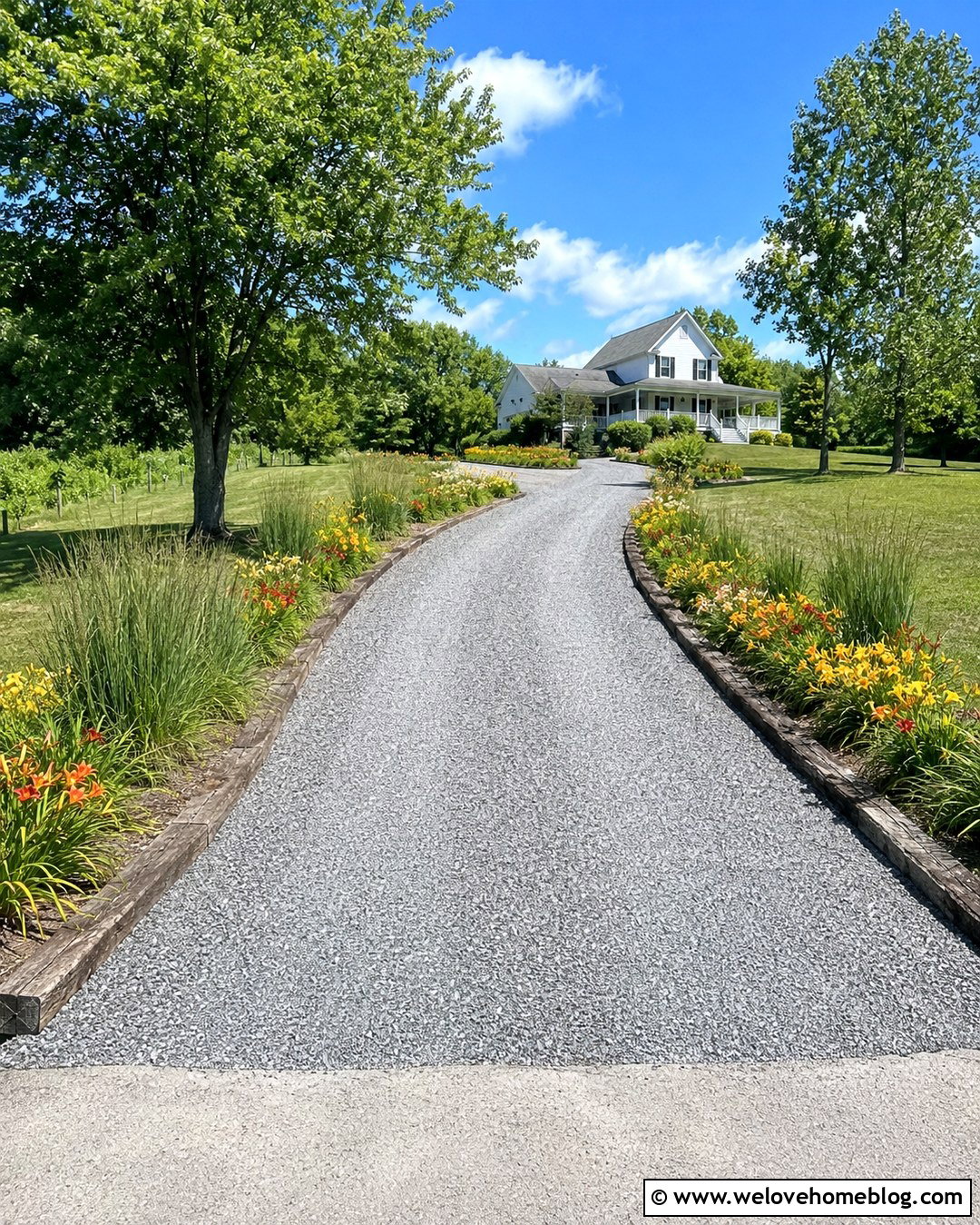 Daylilies Along a Long Gravel Driveway - 20 plants next to driveway ideas