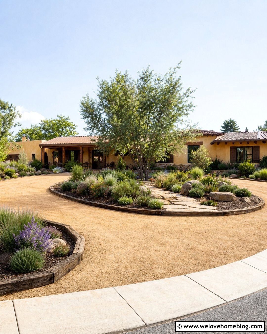 Decomposed Granite Circular Driveway With Timber Edging - 30 Circular Driveway Design Ideas