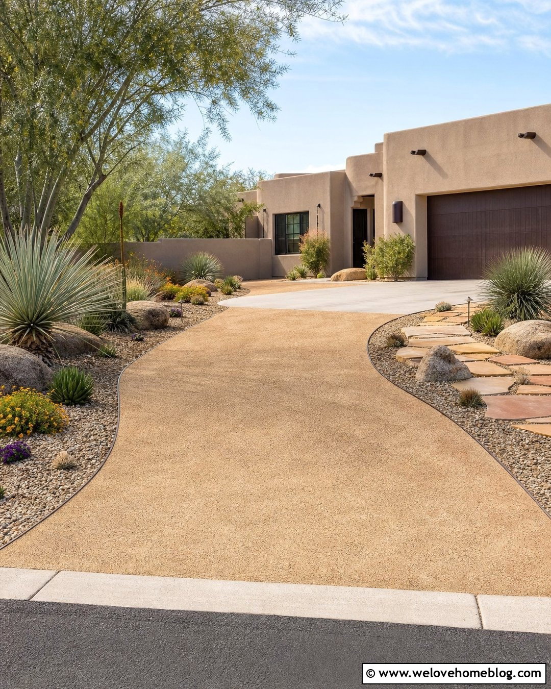 Decomposed Granite Driveway With Desert Landscaping - 45 Driveway Design Ideas
