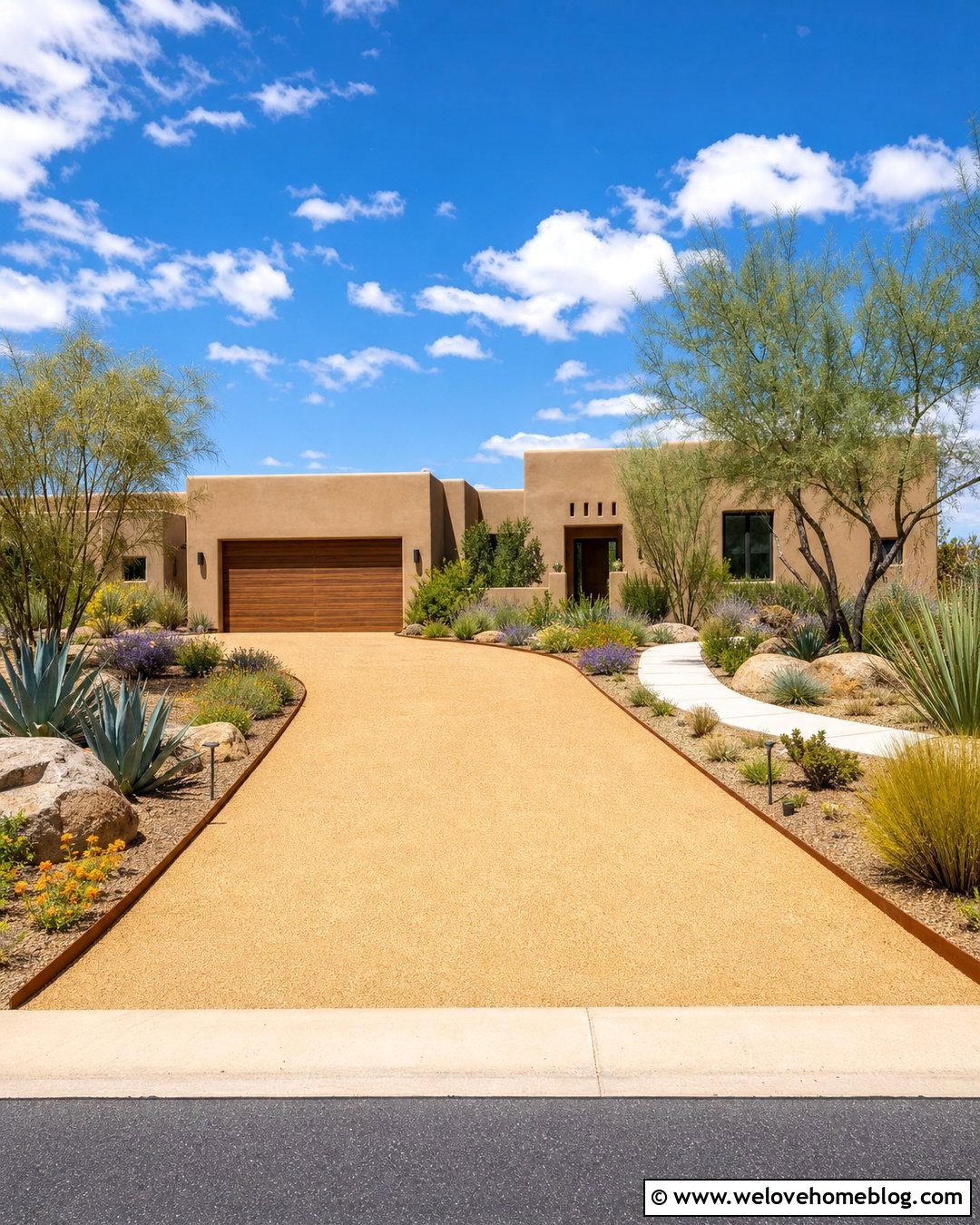 Decomposed Granite Driveway With Desert Landscaping - 35 Beautiful Driveways Ideas