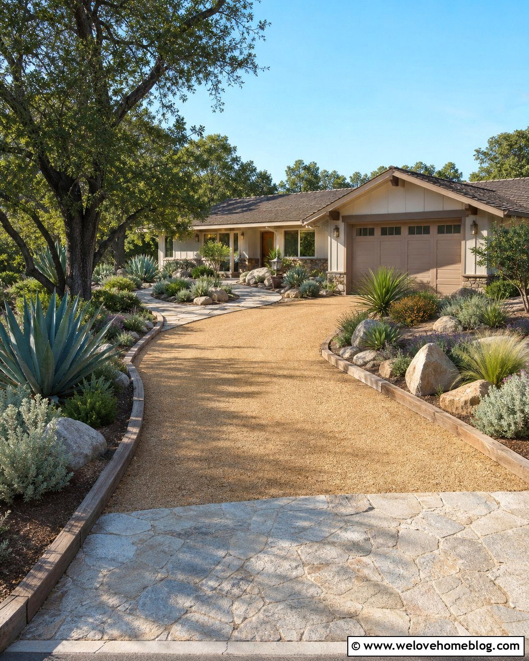 Decomposed Granite Driveway With Timber Borders - 20 Concrete Alternatives Driveway Ideas