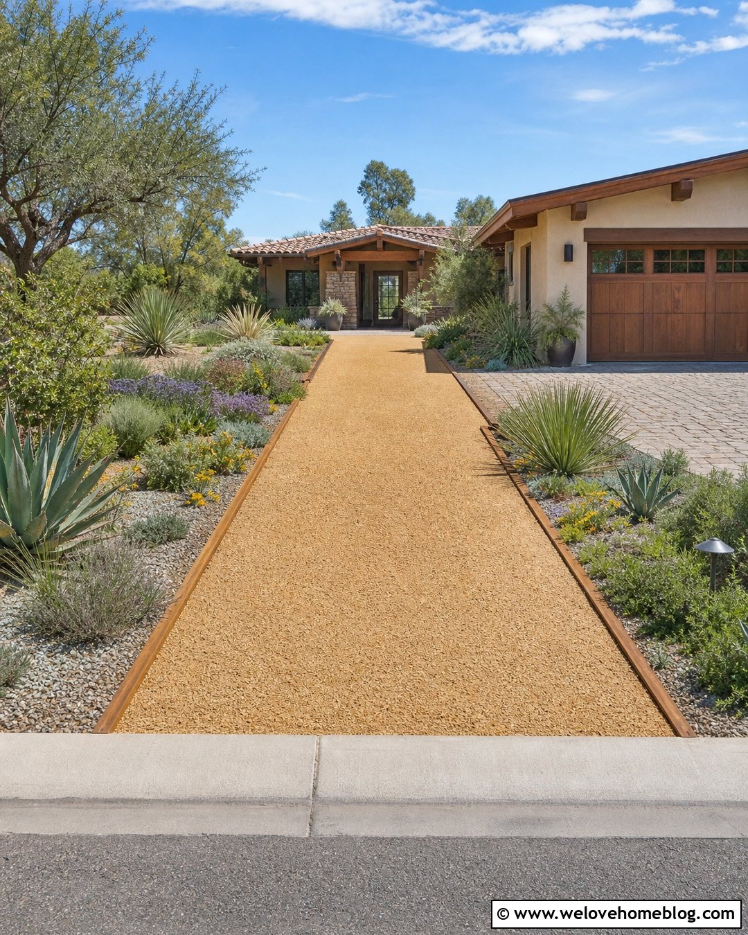Decomposed Granite Driveway With Timber Edging - 20 porous driveway ideas