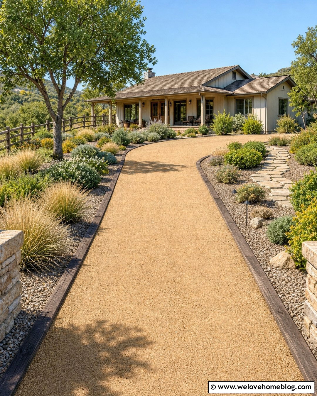 Decomposed Granite Driveway With Timber Edging - 30 Small Driveway Parking Ideas
