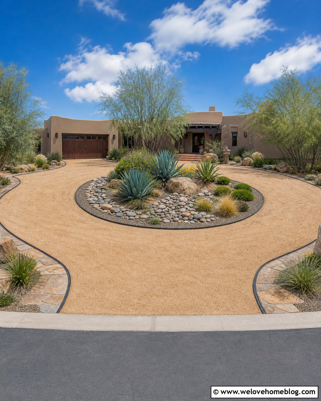 Decomposed Granite Half Circle Driveway With Desert Plants - 40 half circle driveway landscaping ideas