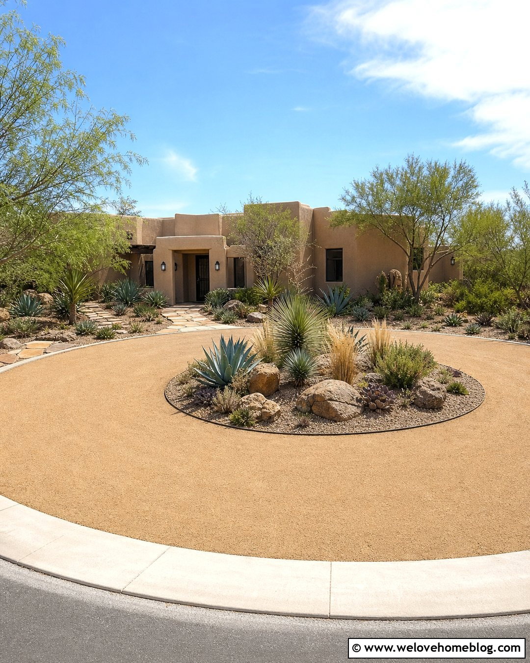 Decomposed Granite Round Driveway With Desert Landscaping - 30 Round Driveway Ideas