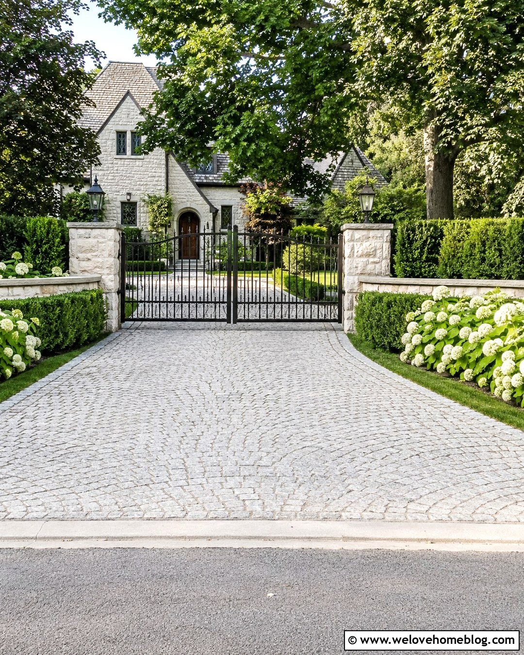 Decorative Steel Security Gate With Cobblestone Driveway - 20 security gates driveway ideas