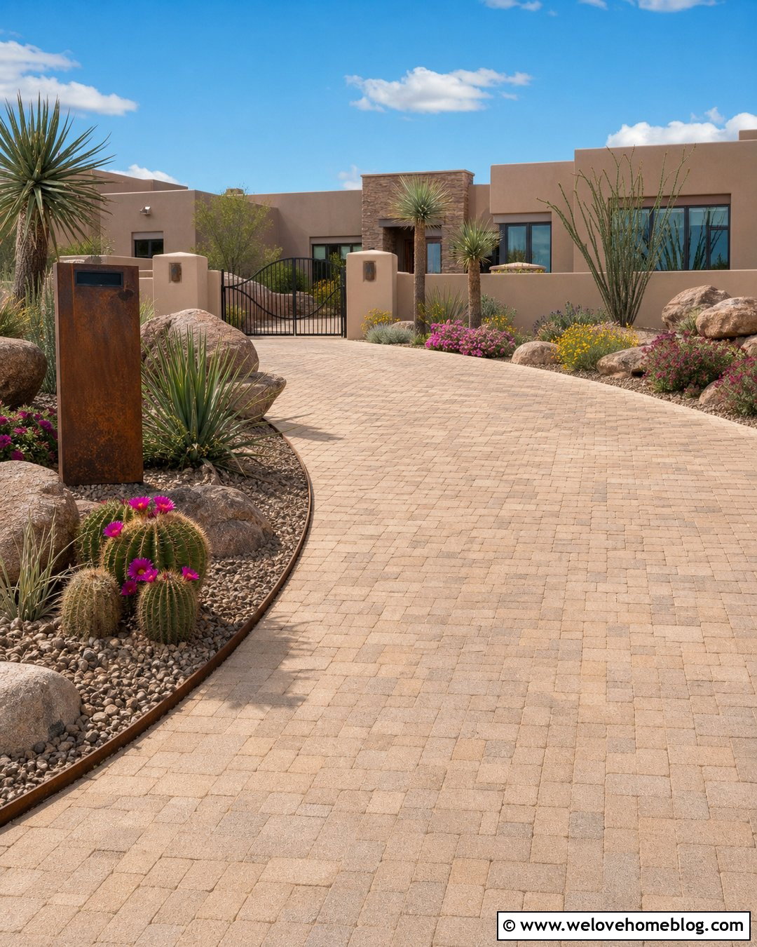 Desert Driveway Entry With Xeriscaping - 30 driveway entry ideas