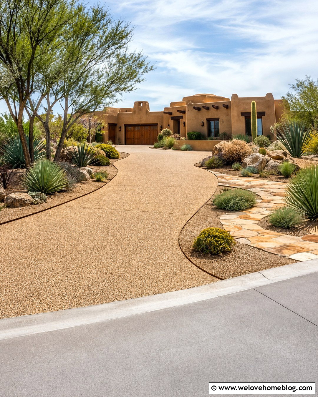 Desert Driveway Garden Bed With Boulders - 20 driveway garden beds ideas