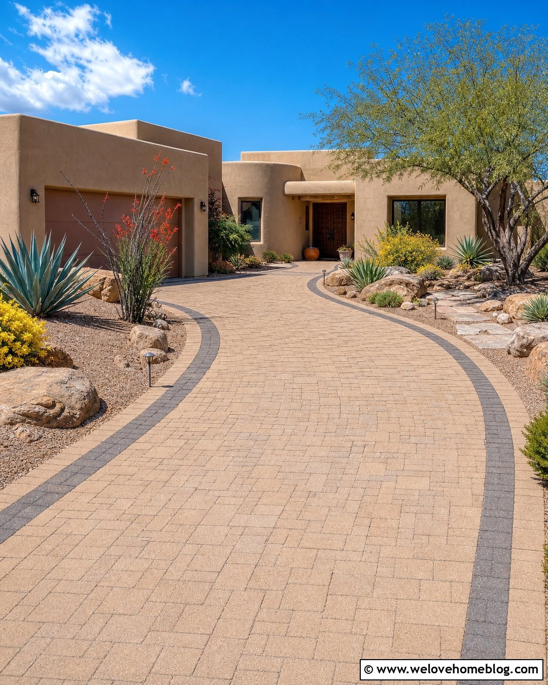 Desert Driveway Landscaping With Drought Tolerant Plants - 20 front house driveway landscaping ideas