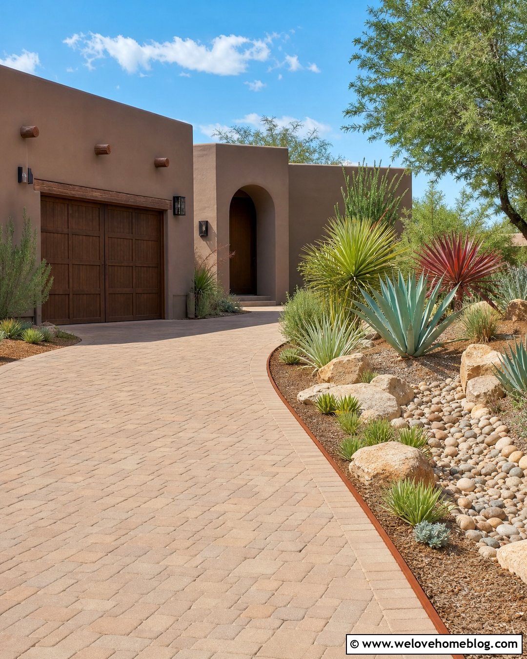 Desert Driveway Side Garden With Succulents - 20 Driveway Side Garden Ideas