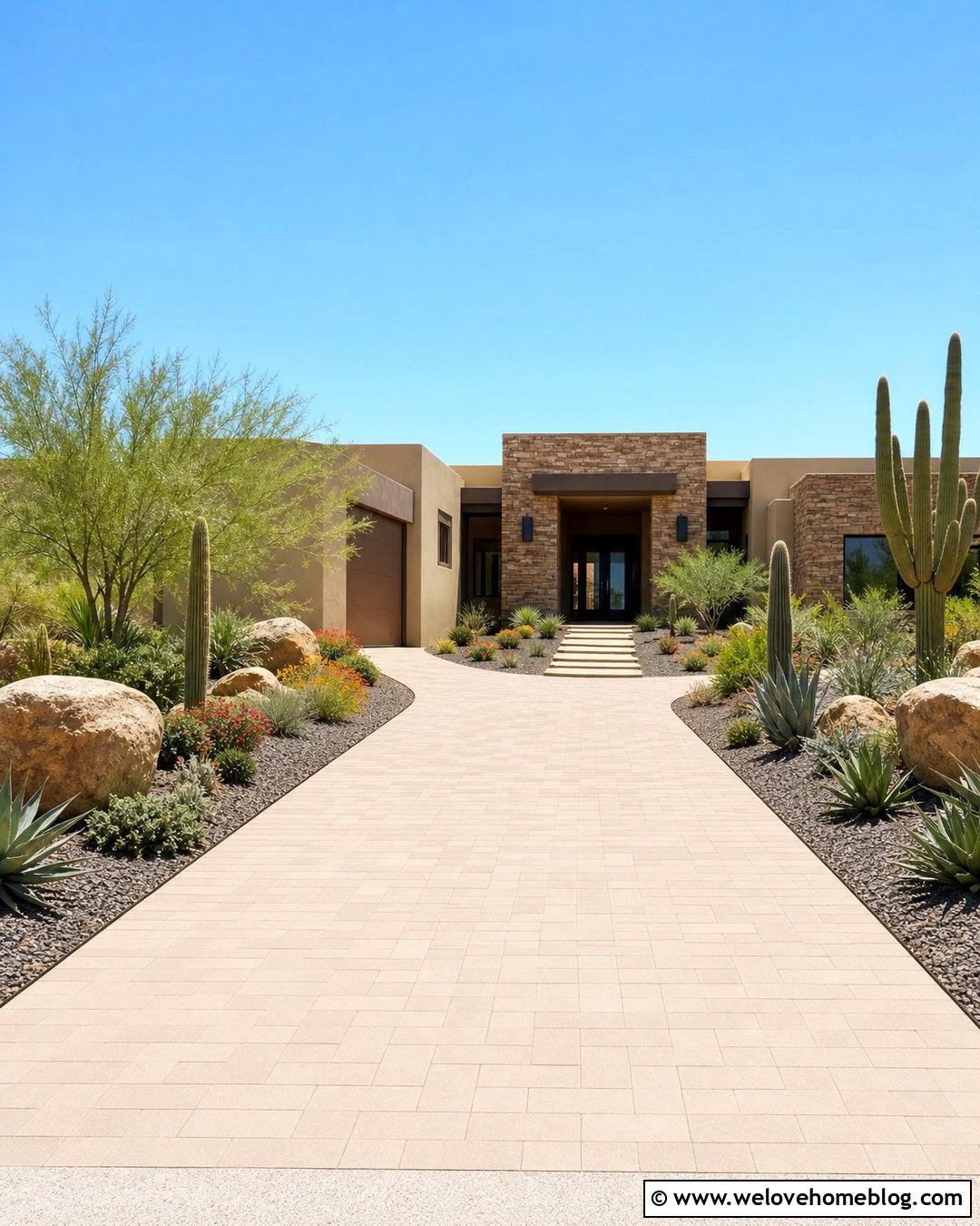 Desert Driveway With Drought Tolerant Landscaping - 25 front yard landscaping with driveway ideas