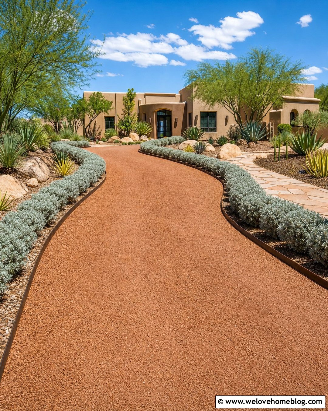 Desert Driveway With Texas Sage Hedge - 25 driveway hedge ideas