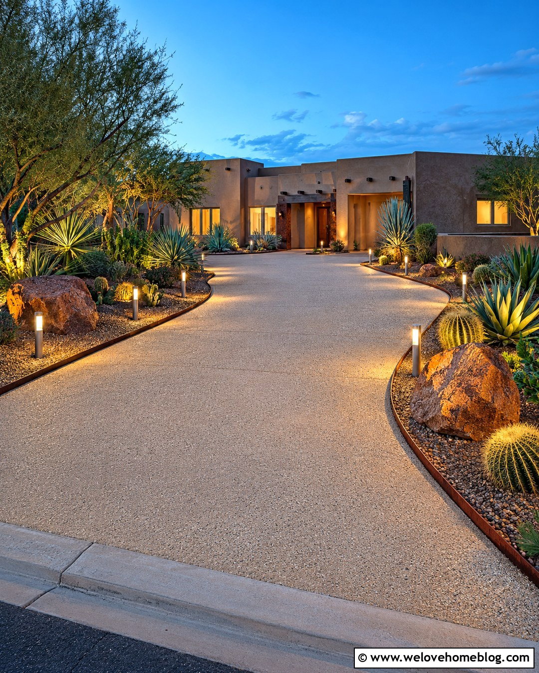 Desert Evening Driveway View - 20 Evening Driveway View Ideas
