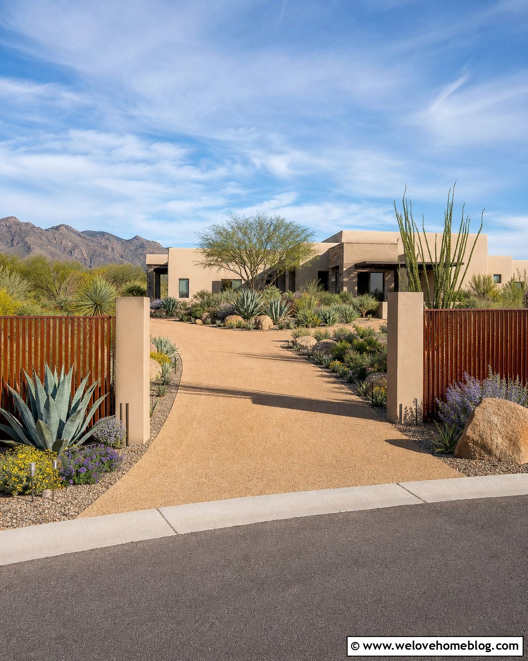 Desert Fence Driveway Entrance - 20 Driveway Entrance Landscaping Fence Ideas