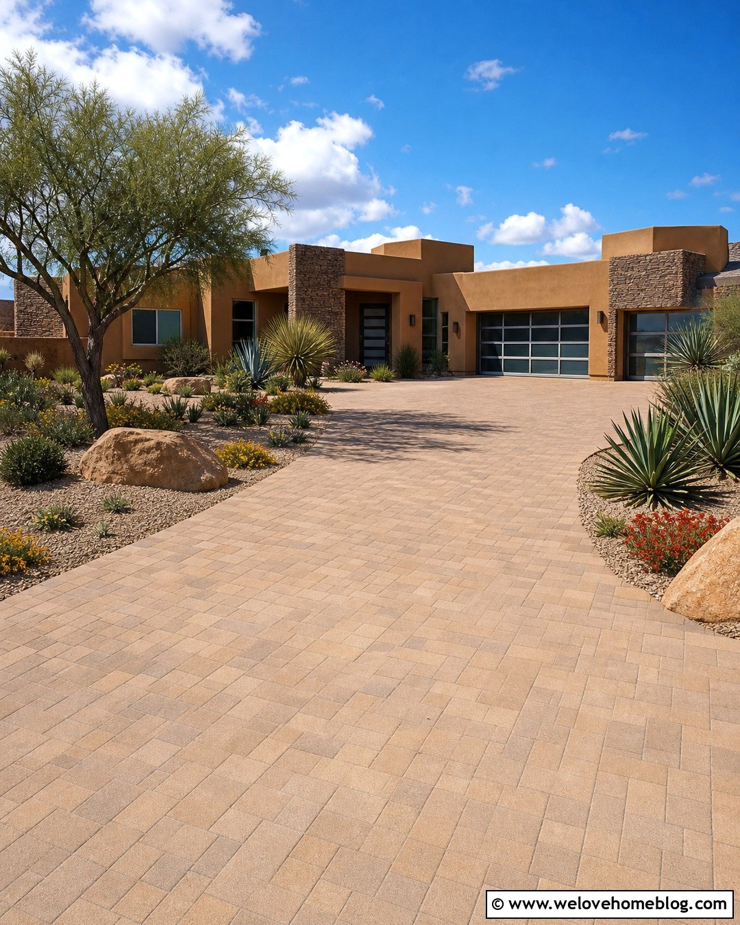 Desert Front Driveway - 45 Front Driveway Ideas